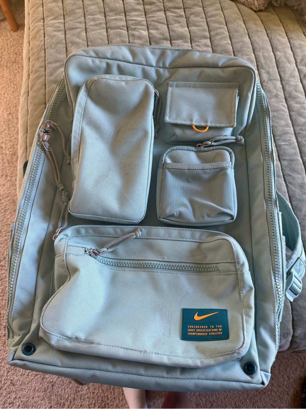Nike Mint Green Utility Backpack with Multiple Front Pouches